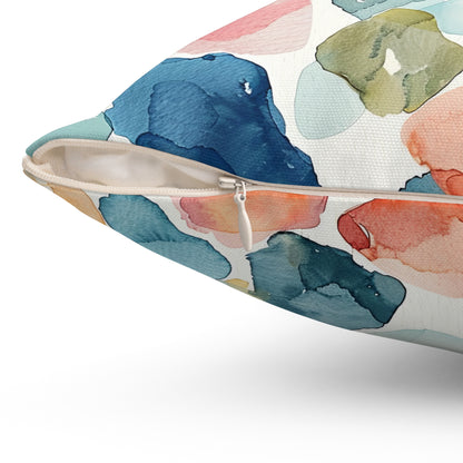 Watercolor Pebble Terrazzo Throw Pillow
