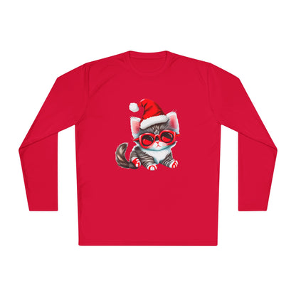 Santa Kitten Adult Long Sleeve Tee