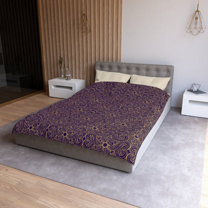 Golden Amethyst Radiance Mandala Microfiber Duvet Cover