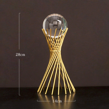 Nordic Light Crystal Ball w/Abstract Golden Iron Base