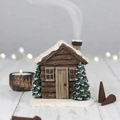 Rustic Log Cabin Christmas Incense Burner