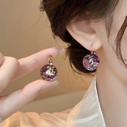 Purple & Gold Ball Earrings