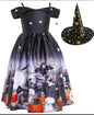 Halloween Cute Witch Dress Printed Mesh