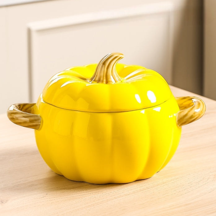 Pumpkin-shaped Ceramic Soup Bowl With Lid