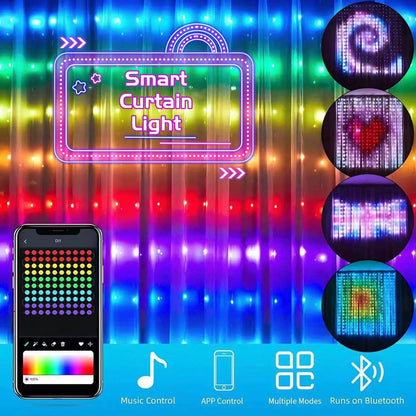 Smart LED Curtain String Lights Bluetooth APP Controlled