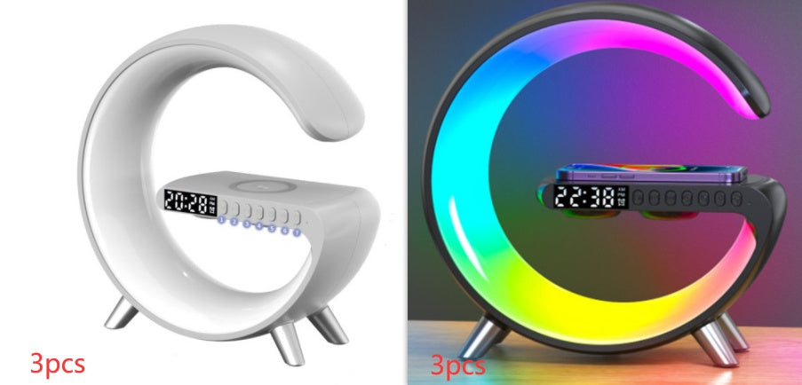 G Shaped LED Lamp Bluetooth Speaker Wireless Charger App Controlled