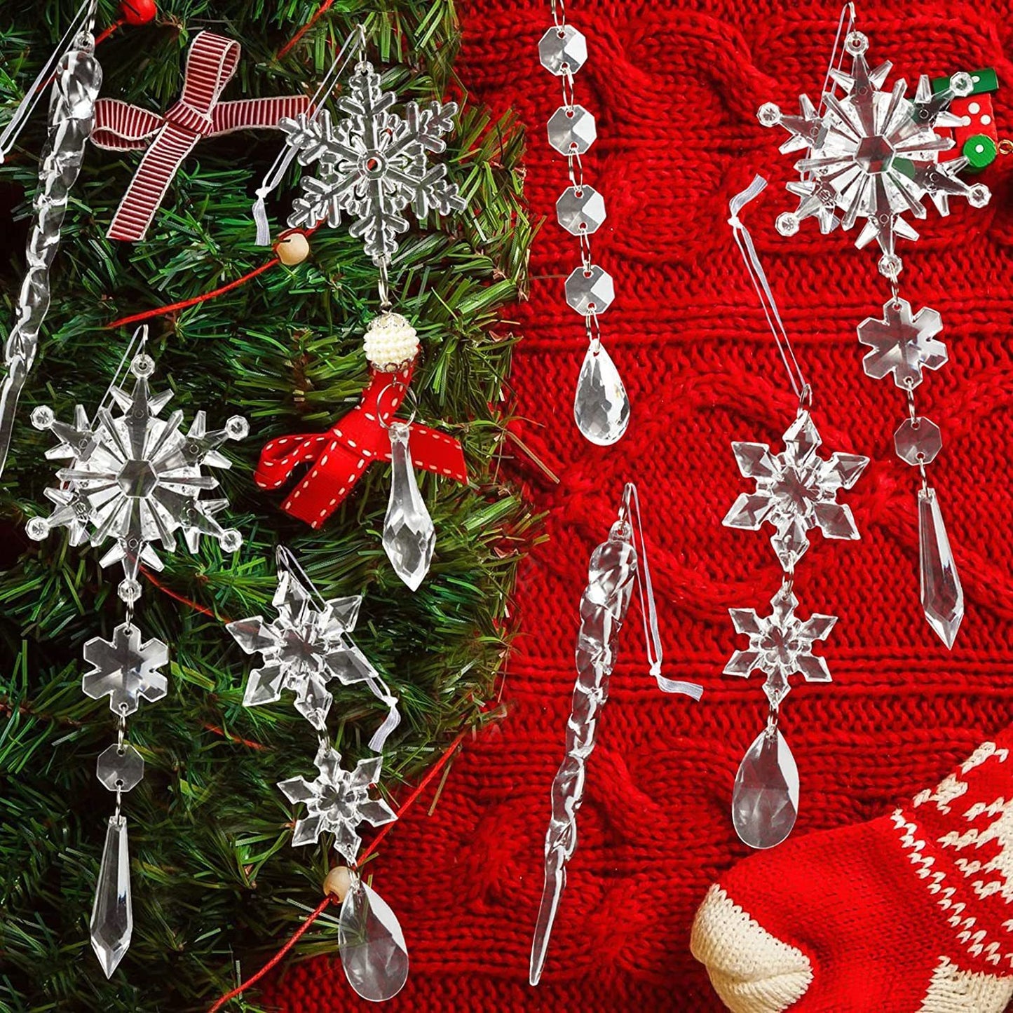 10pcs Christmas Icey Tree Hanging Ornaments