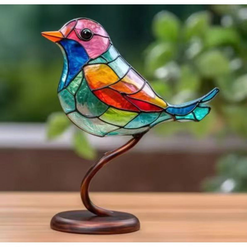 Birds On Branch Resin Stained Glass Lamp