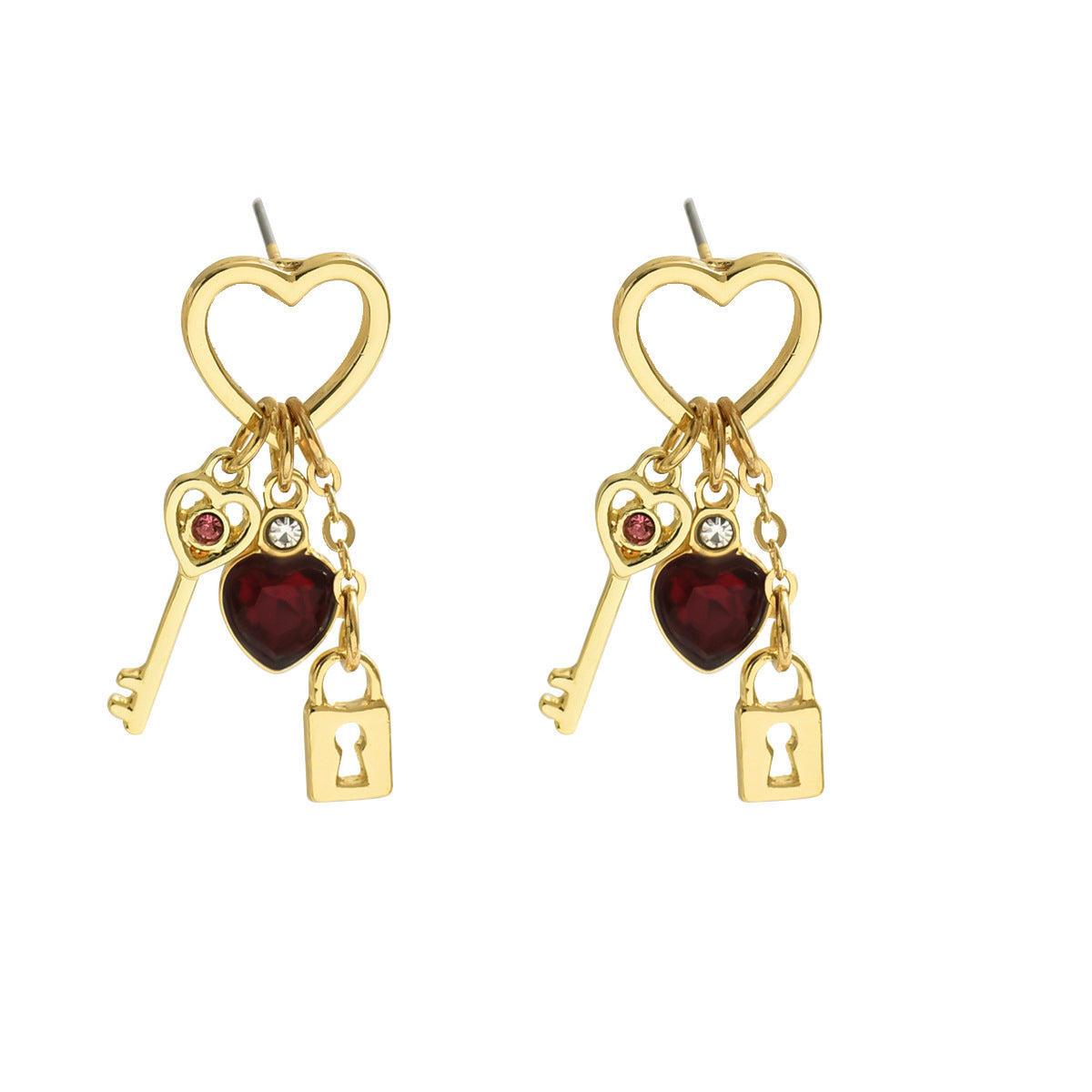 Love Earrings w/ Rhinestone Lock Series Earrings