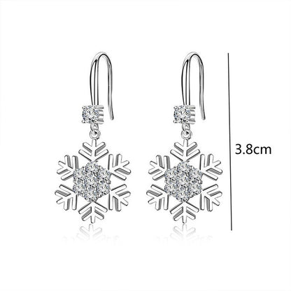 Beautiful Silver-colored Snowflake Earrings With Rhinestones