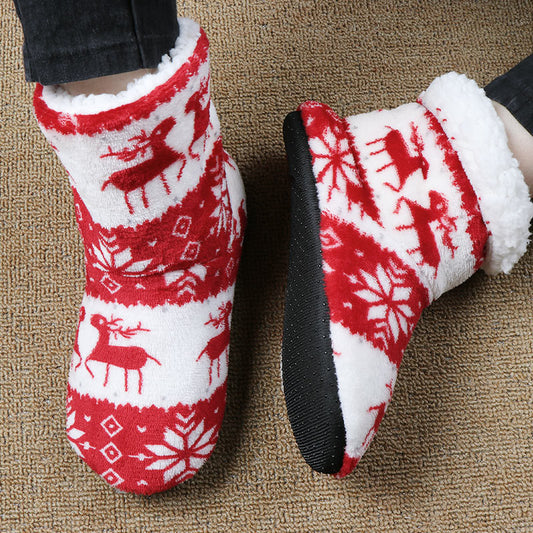 Thick Wool Christmas House Slippers