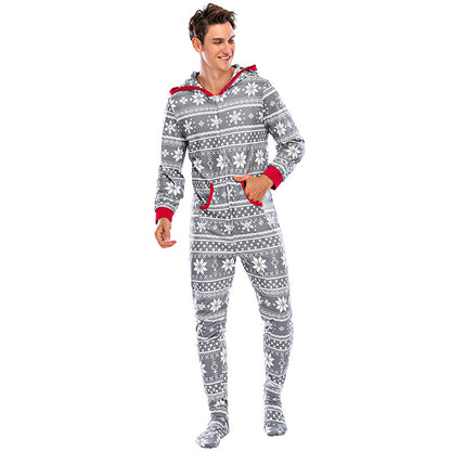 Festive Family Cozy Onesie Pajamas – Reindeer & Snowflake