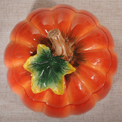Ceramic Pumpkin-Shaped Cookie/Candy Jar