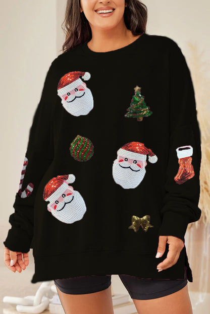 Women's Christmas Sequined Santas Sweatshirt