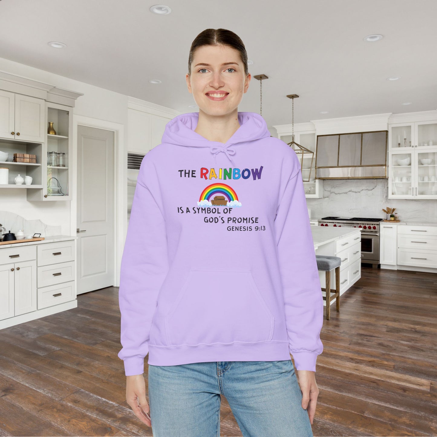 The Rainbow is a Symbol of God's Promise Heavy Blend™ Hooded Sweatshirt