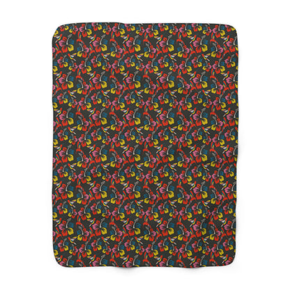 Humming Bloom Sherpa Fleece Blanket