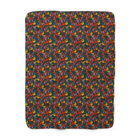 Humming Bloom Sherpa Fleece Blanket