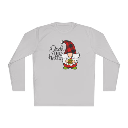 Deck the Halls Plaid Gnome Adult Long Sleeve Tee