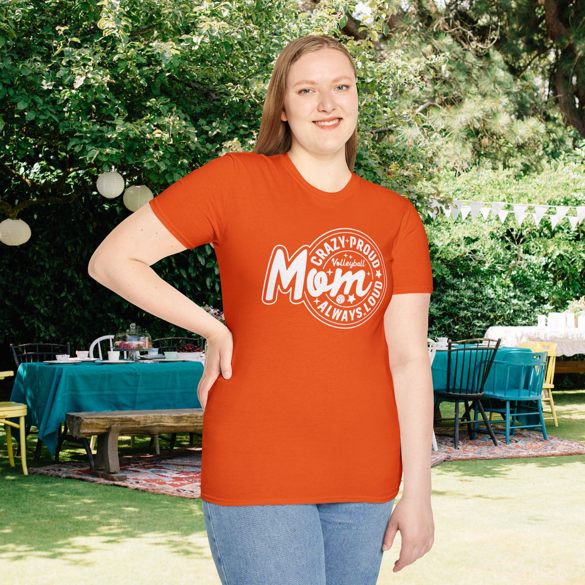 Crazy Proud Always Loud Volleyball Mom Adult T-shirt