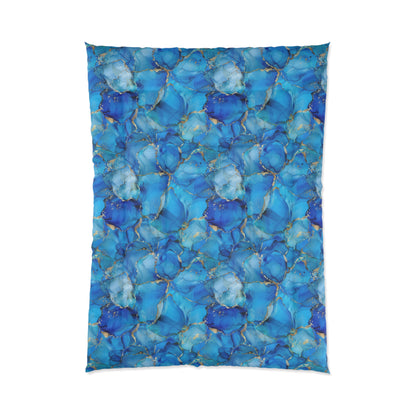 Turquoise Marble Print Comforter
