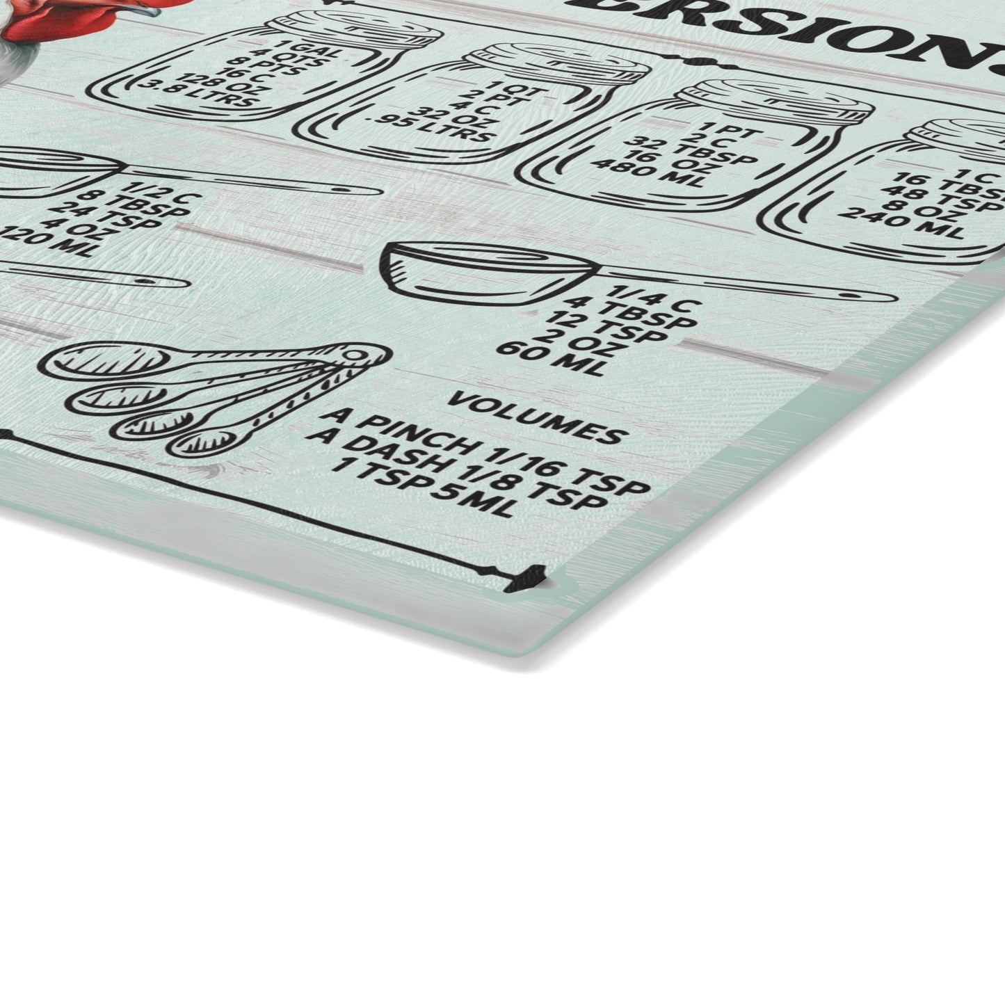 Floral Chicken Kitchen Conversions Glass Cutting Board | Perfect Gift for Home Cooks