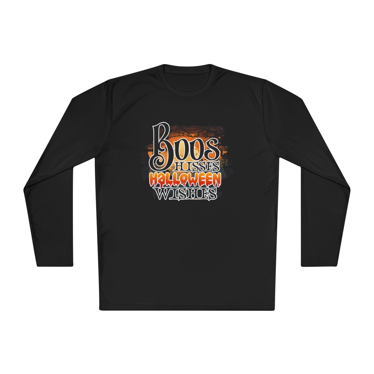 Boos Hisses Halloween Wishes Adult Long Sleeve Tee