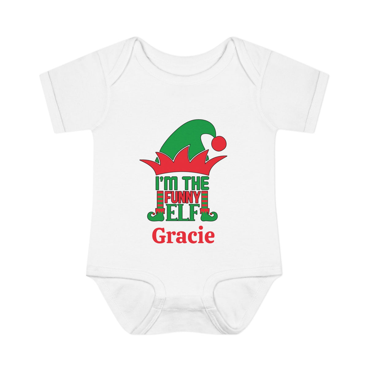I'm The Funny Elf Personalized Infant Baby Rib Bodysuit