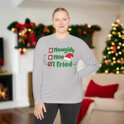 Naughty; Nice; I Tried Adult Long Sleeve Tee