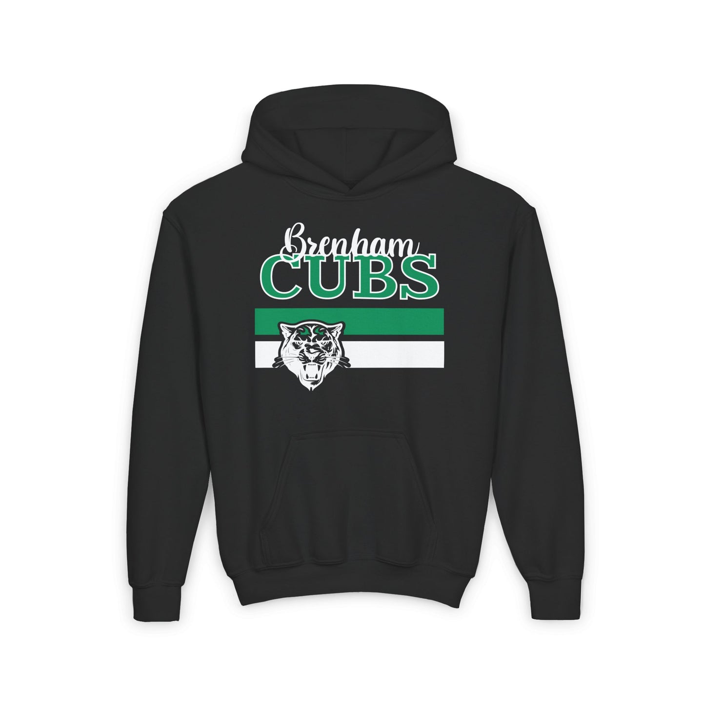 Brenham Cubs w/Mascot & Stripes Mascot Youth Heavy Blend Hoodie