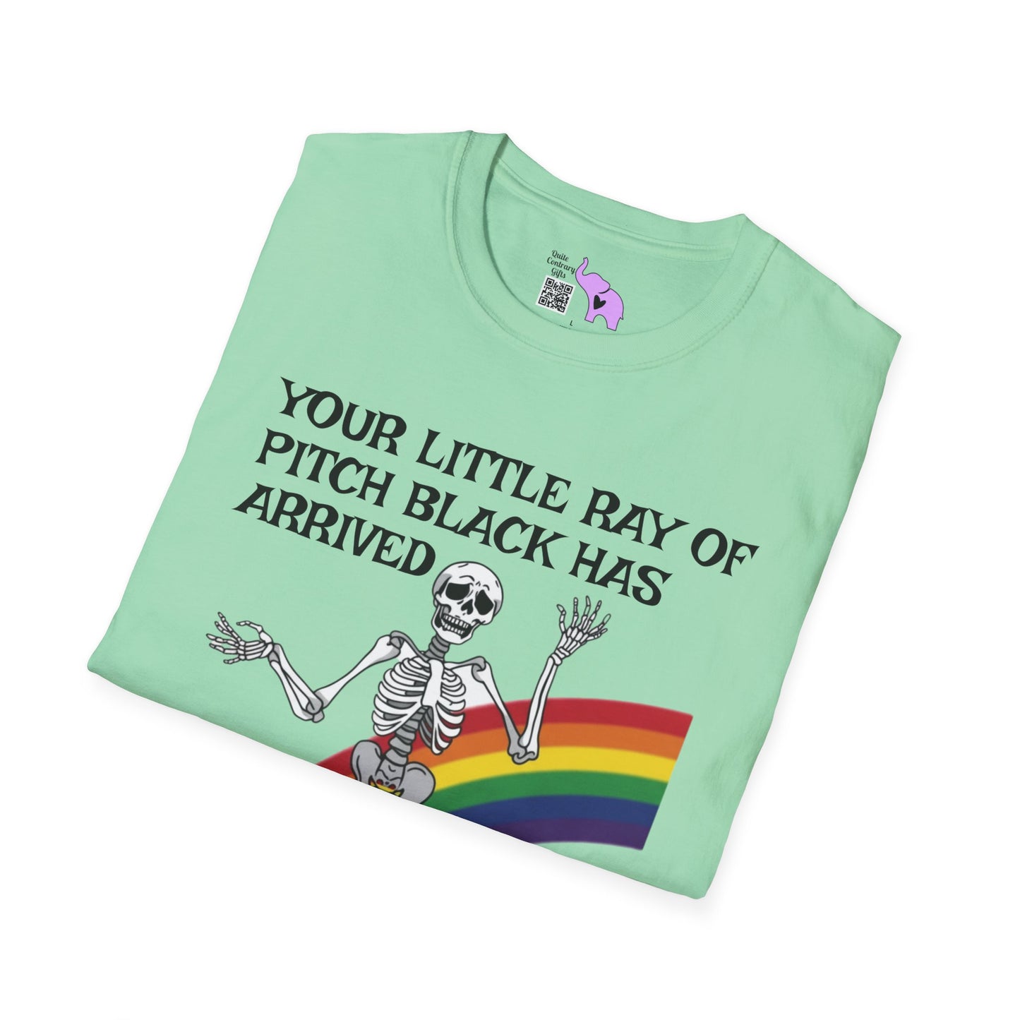 Your Little Ray of Pitch Black Has Arrived (Rainbow) Adult T-shirt