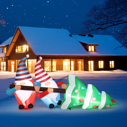 Festive Gnome Elves with Christmas Tree LED Inflatable