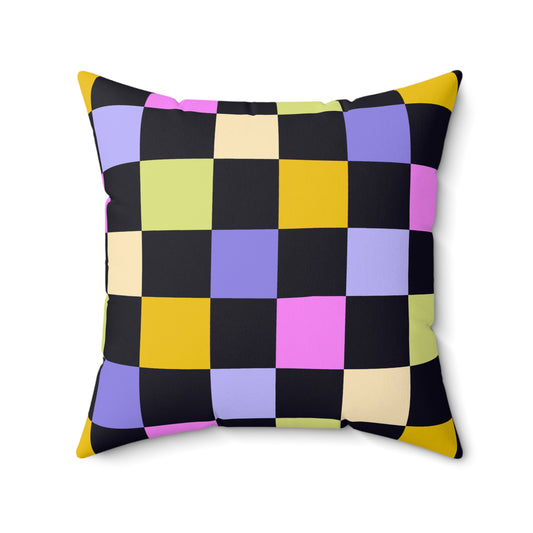 Joyful Checkerboard Throw Pillow
