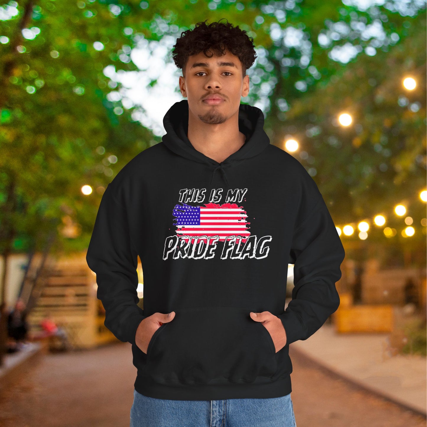 This is my Pride Flag (American Flag) Heavy Blend™ Hooded Sweatshirt