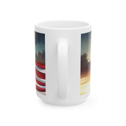 Stars, Stripes, & Moos Ceramic Mug, (11oz, 15oz)