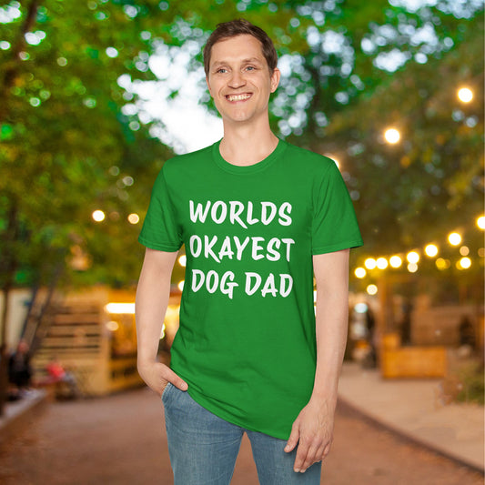 Worlds Okayest Dog Dad Adult T-shirt