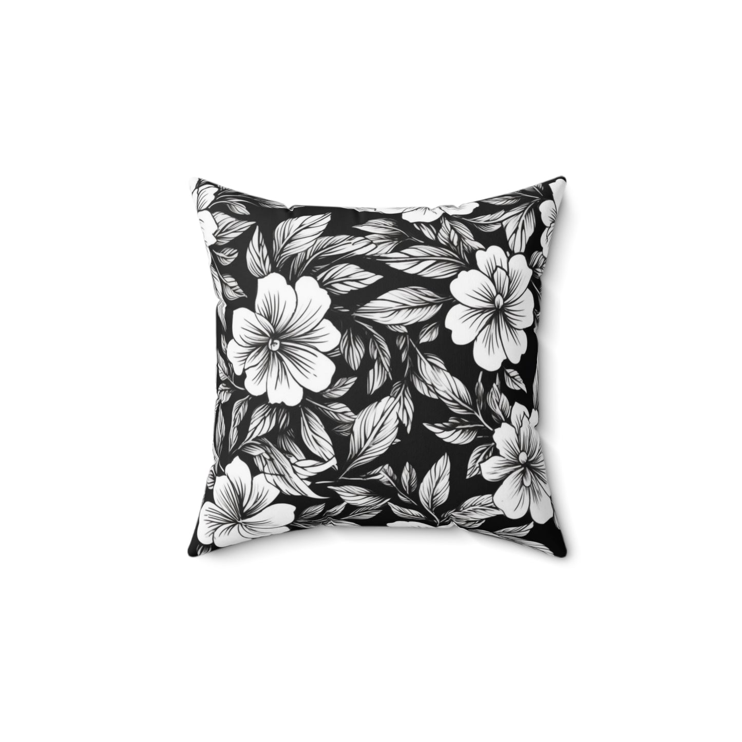 Monochrome Paradise Bloom Throw Pillow