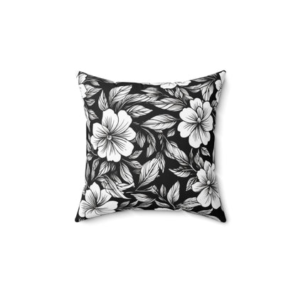 Monochrome Paradise Bloom Throw Pillow