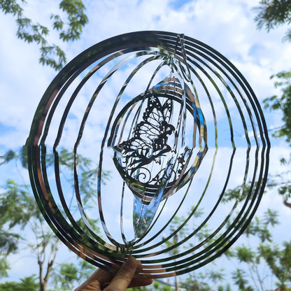 Stainless Steel Elf-Themed Rotating Wind Spinners