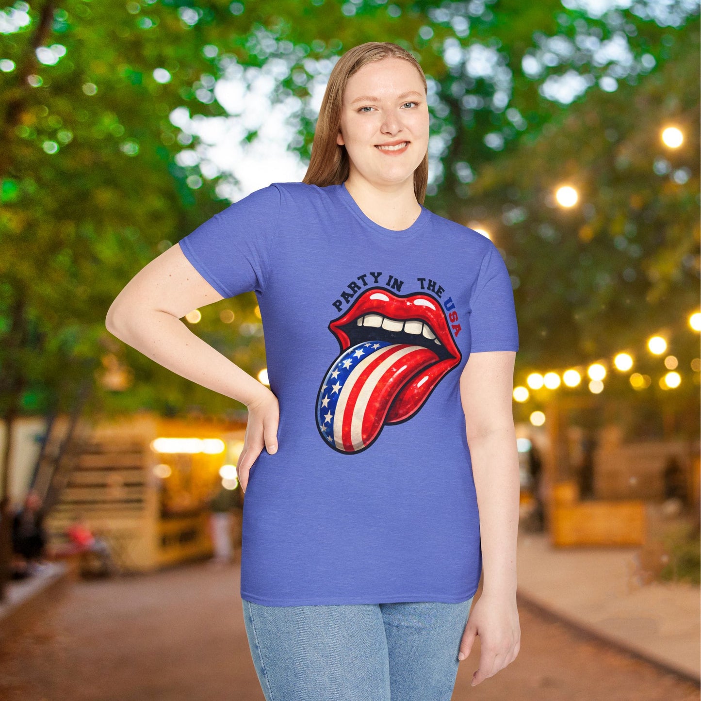 Party in the USA (Tongue) Adult T-shirt