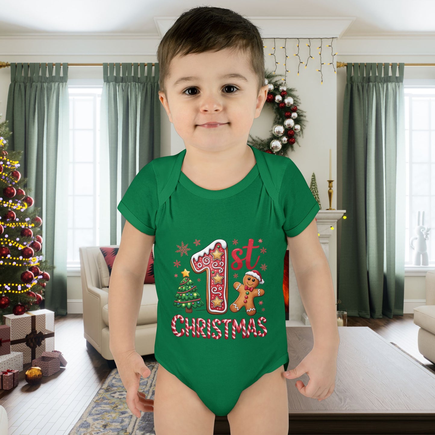 My First Christmas (Gingerbread Man) Infant Baby Rib Bodysuit