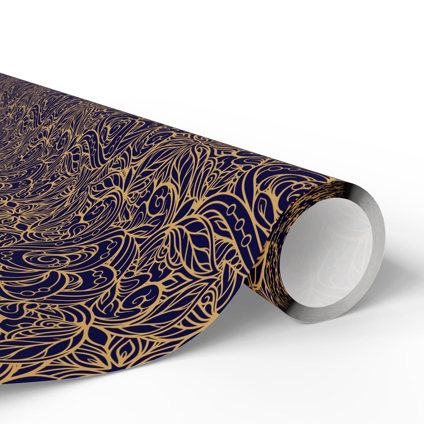 Golden Midnight Radiance Mandala Wrapping Paper