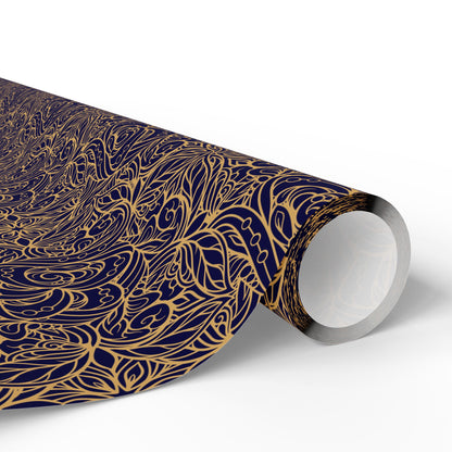 Golden Midnight Radiance Mandala Wrapping Paper