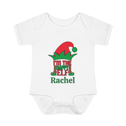I'm The Happy Elf Personalized Infant Baby Rib Bodysuit