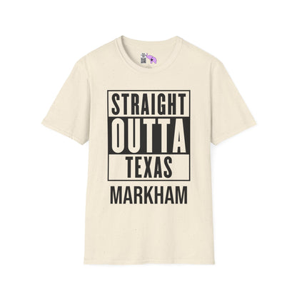 Straight Outta Texas (Light Colors, Black Text) Adult T-shirt