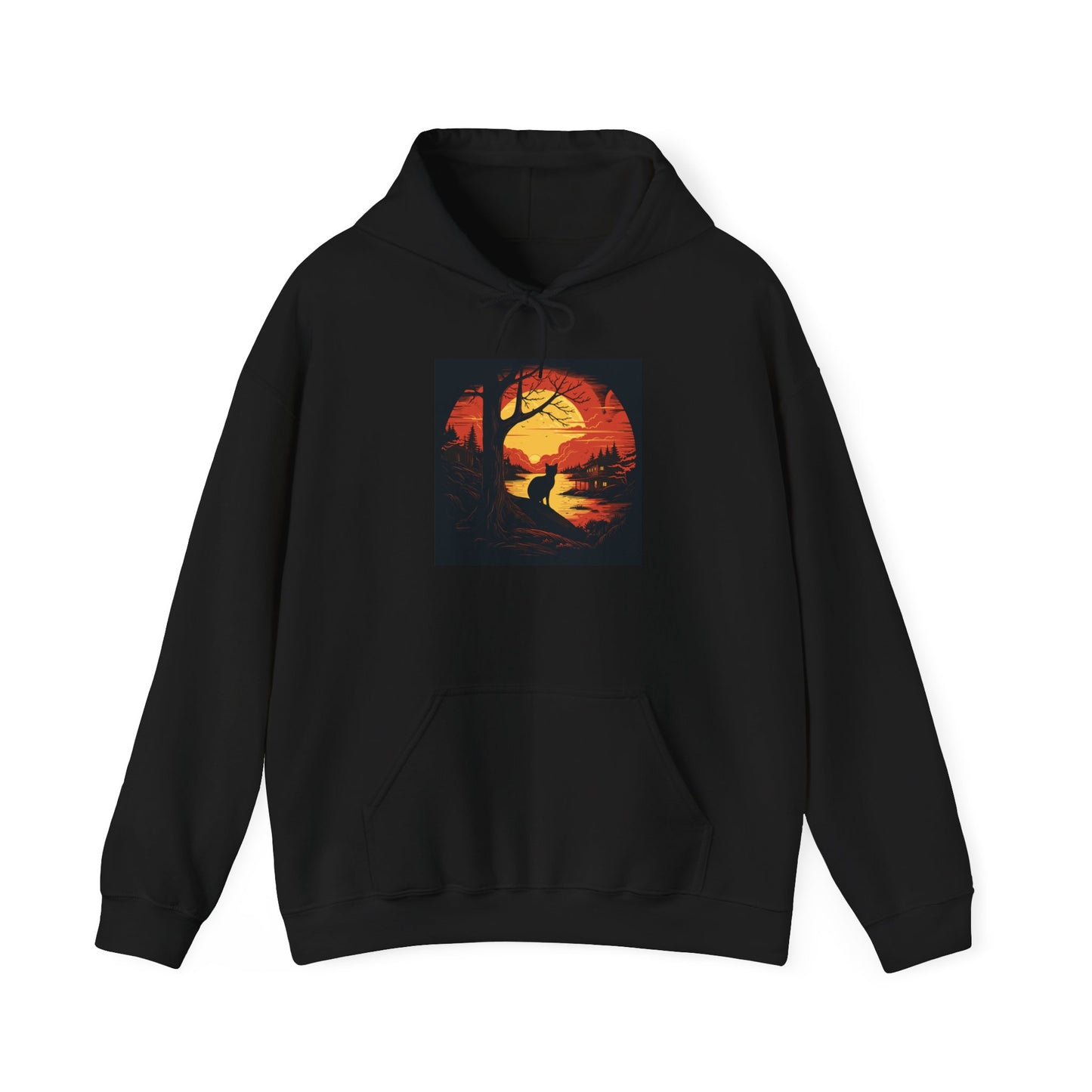 Creepy Black Cat 3 Heavy Blend™ Hooded Sweatshirt