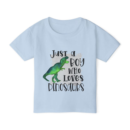 Just A Boy Who Loves Dinosaurs Heavy Cotton™ Toddler T-shirt