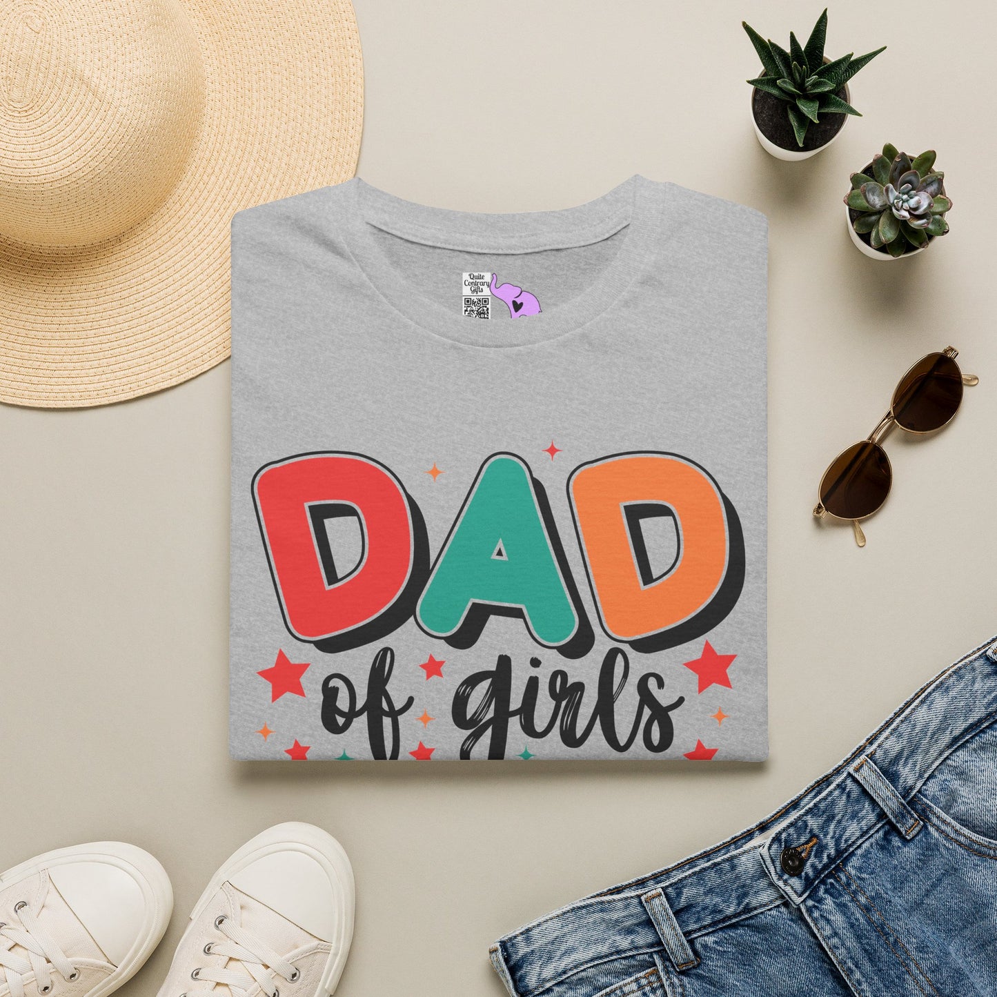 Dad of Girls #Outnumbered Adult T-shirt