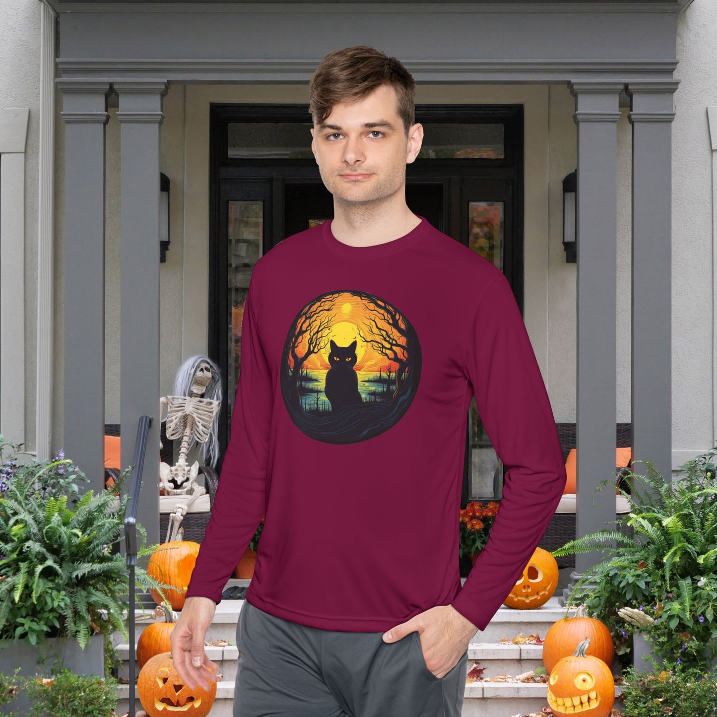 Creepy Black Cats 6 Adult Long Sleeve Tee