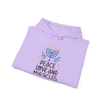 Hanukkah Peace Love & Miracles 1 Heavy Blend™ Hooded Sweatshirt