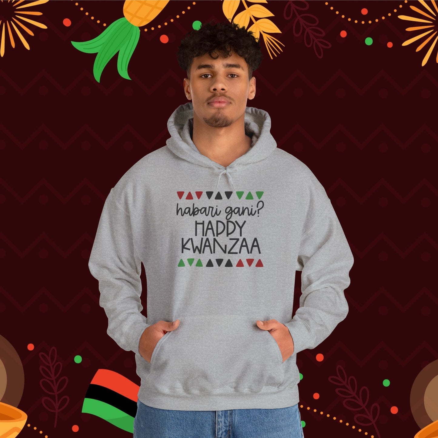 Habari Gani? Happy Kwanzaa Adult Heavy Blend™ Hooded Sweatshirt